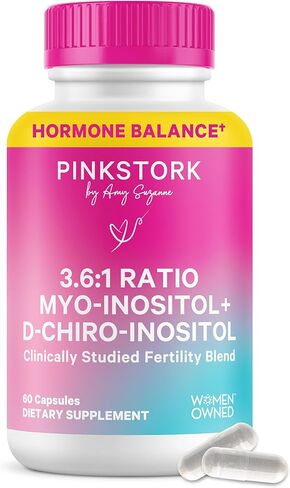 Pink Stork Myo-Inositol & D-Chiro Inositol: 3.6:1 Blend to Support Fertility, Hormone Balance for Women - Ovarian Function, Ovulation, Conception, and Period Support Supplement - 60 Capsules in Saudi Arabia