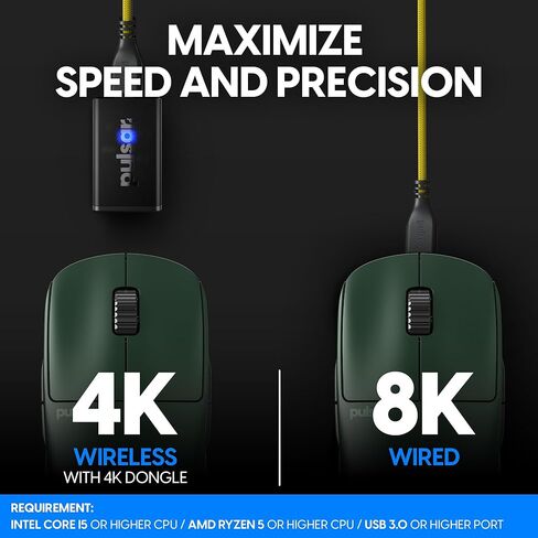 Pulsar Gaming Gears - ماوس الألعاب اللاسلكي X2A ES، إصدار المؤسس، يمكن استخدامه بكلتا اليدين، مفتاح بصري، شاشة OLED، بدون سائق، مستشعر PAW3395، بطارية 100 ساعة، يتضمن دونجل 4K (متوسط، أخضر) in Kuwait