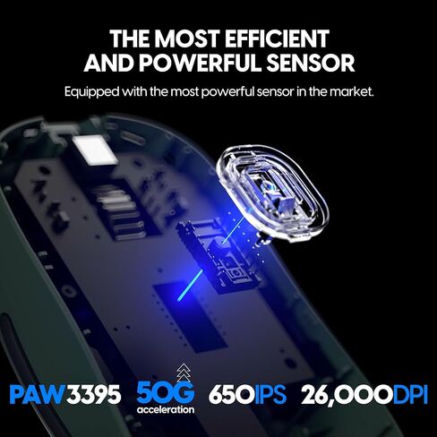 Pulsar Gaming Gears - ماوس الألعاب اللاسلكي X2A ES، إصدار المؤسس، يمكن استخدامه بكلتا اليدين، مفتاح بصري، شاشة OLED، بدون سائق، مستشعر PAW3395، بطارية 100 ساعة، يتضمن دونجل 4K (متوسط، أخضر) in Kuwait