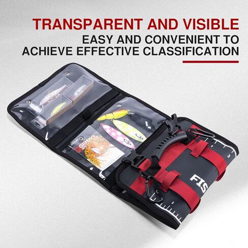 Goture Fishing Tackle Bag Roll Up Lure Wrap Soft Plastic Bait Storage with Drain Holes Measure Scale, 600D Water Repellent Jig Pouch Organizer for Saltwater Boat Gear in Kuwait
