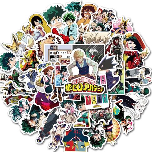 50pcs Pack My Hero Academia Stickers for Kids Water Bottle, Cool Anime Cartoon Waterproof Vinyl Stickers for Teen Girl Adult Laptop Skateboard Bike Guitar Laggage Bicycle Travel Case Helmet in Kuwait