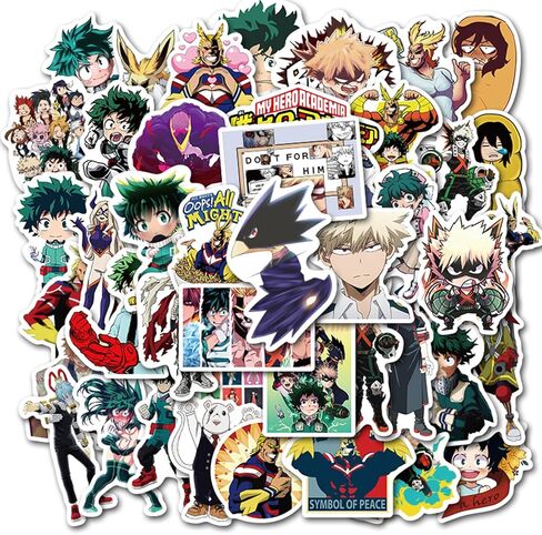 50pcs Pack My Hero Academia Stickers for Kids Water Bottle, Cool Anime Cartoon Waterproof Vinyl Stickers for Teen Girl Adult Laptop Skateboard Bike Guitar Laggage Bicycle Travel Case Helmet in Kuwait