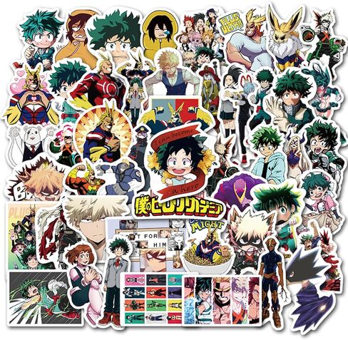 50pcs Pack My Hero Academia Stickers for Kids Water Bottle, Cool Anime Cartoon Waterproof Vinyl Stickers for Teen Girl Adult Laptop Skateboard Bike Guitar Laggage Bicycle Travel Case Helmet in Kuwait