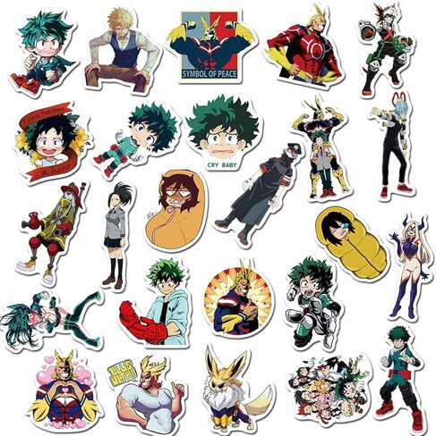 50pcs Pack My Hero Academia Stickers for Kids Water Bottle, Cool Anime Cartoon Waterproof Vinyl Stickers for Teen Girl Adult Laptop Skateboard Bike Guitar Laggage Bicycle Travel Case Helmet in Kuwait