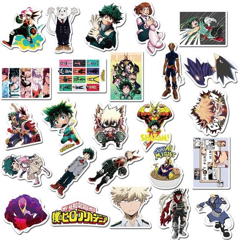 50pcs Pack My Hero Academia Stickers for Kids Water Bottle, Cool Anime Cartoon Waterproof Vinyl Stickers for Teen Girl Adult Laptop Skateboard Bike Guitar Laggage Bicycle Travel Case Helmet in Kuwait