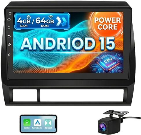 4G+64G Car Radio Stereo for Toyota Tacoma 2005-2015, Android 15 Stereo Replacement 9 Inch Touchscreen Head Unit with CarPlay Android Auto/MirrorLink/Bluetooth/GPS/FM/AM/BackCamera/Theme UIs in Kuwait