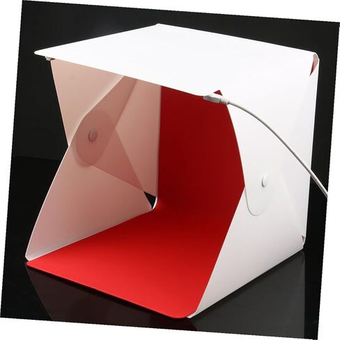NOLITOY 20cm Mini Folding Photography Light Box with LED Softbox, Portable Photo Light Tent Kit with Dual LED Strips and 2 Color Backdrops for Product Studio Shooting in Kuwait