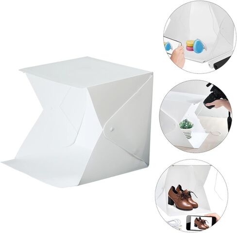 Artibetter Portable 20cm Photo Light Box Tent with Dual LED Strips, Mini Folding Photography Light Tent Kit with 4 Backdrops for Jewelry and Product Photography in Kuwait