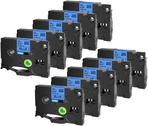 10 Pack Label Tape TZ White 231 for TZE 231 Ribbon 12mm Suitable Label Makers Models 631 431 335(Black on Flu-Green) in Kuwait