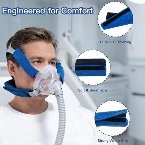 4 عبوات من أغطية أشرطة CPAP + 1 غطاء قناع وسادة الرقبة CPAP، وسائد مريحة من الصوف متوافقة مع ملحقات أقنعة الوجه بالكامل لتقليل ضغط غطاء الرأس وعلامات الخد الحمراء in Saudi Arabia