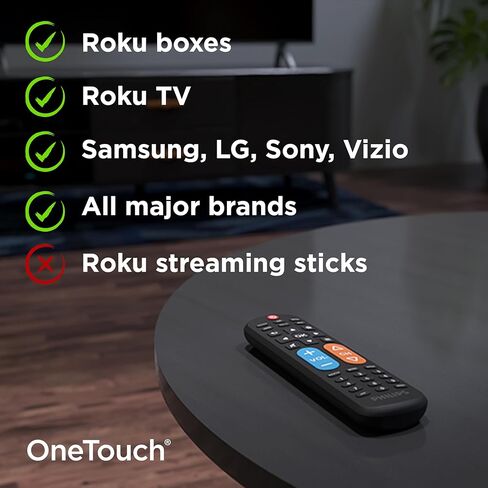 فيليبس BigEZ OneTouch جهاز تحكم عن بعد عالمي للتلفزيون لكبار السن، سهل الاستخدام، بديل لجهاز Samsung، LG، Sony، Vizio، Roku TV، أزرار بإضاءة خلفية، جهازين، أسود، SRP3945B/37 in Kuwait