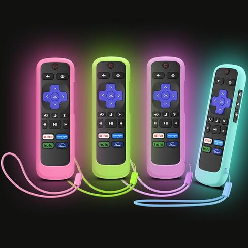 4 عبوات من غطاء جهاز التحكم عن بعد لتلفزيون Hisense TCL Roku، حافظة جهاز تحكم عن بعد بديلة عالمية متوافقة مع جهاز التحكم عن بعد الصوتي Roku، يتوهج في الظلام in Kuwait