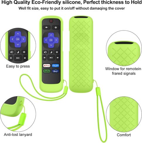 4 عبوات من غطاء جهاز التحكم عن بعد لتلفزيون Hisense TCL Roku، حافظة جهاز تحكم عن بعد بديلة عالمية متوافقة مع جهاز التحكم عن بعد الصوتي Roku، يتوهج في الظلام in Kuwait