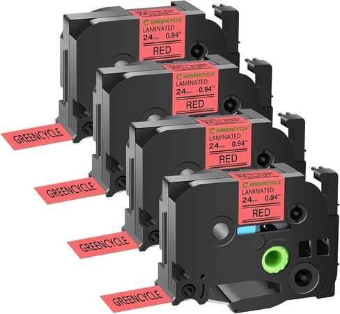 GREENCYCLE 4 Pack 24mm Red Label Tape Compatible for Brother P-Touch TZe-451 TZ-451 24mm 0.94" Laminated Red TZe451 TZ451 1'' TZe TZ Tape for Ptouch PT-E500 D600 P900W P700 P710BT Label Maker in Kuwait