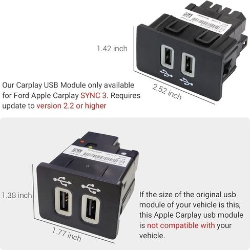 وحدة محور مزامنة Apple carplay 3، وحدة واجهة USB مزدوجة، متوافقة مع Ford sync 3 USB hub Dual، HC3Z-19A387-E/ HC3Z-19A387-B أزرق in Kuwait