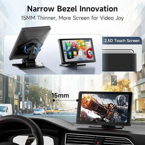 Haudio 7" Wireless CarPlay & Android Auto Screen for Car, Portable Car Stereo with 1080P Front & Rear Dash Cam, Backup Camera, Bluetooth, GPS Navigation, FM Transmitter, Plug & Play in Kuwait