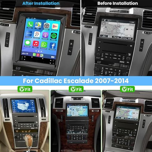 4+64 5G WiFi Car Radio for Cadillac Escalade 2007 2008 2009 2010 2011 2012 2013 2014, Android Stereo with Wireless Carplay&Android Auto, Support Bluetooth5.2/1080P Camera/GPS/SWC/Built-in DSP in Kuwait