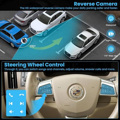 4+64 5G WiFi Car Radio for Cadillac Escalade 2007 2008 2009 2010 2011 2012 2013 2014, Android Stereo with Wireless Carplay&Android Auto, Support Bluetooth5.2/1080P Camera/GPS/SWC/Built-in DSP in Kuwait