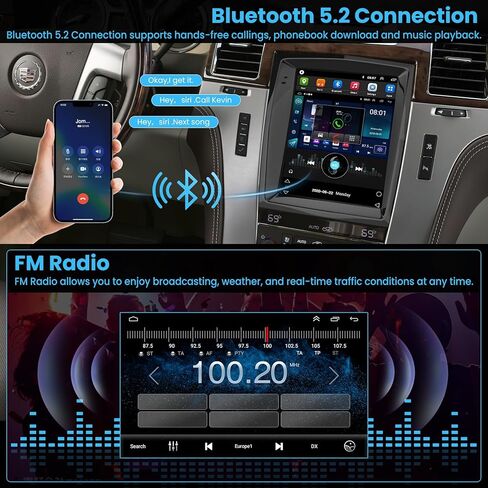 4+64 5G WiFi Car Radio for Cadillac Escalade 2007 2008 2009 2010 2011 2012 2013 2014, Android Stereo with Wireless Carplay&Android Auto, Support Bluetooth5.2/1080P Camera/GPS/SWC/Built-in DSP in Kuwait