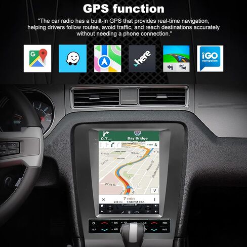 ستيريو سيارة 4G+64G لترقية راديو Ford Mustang 2010 2011 2012 2013 2014، استبدال راديو بشاشة لمس طراز Tesla 9.7 بوصة، Carplay Android Auto اللاسلكي، كاميرا احتياطية، GPS FM Bluetooth WiFi in Kuwait