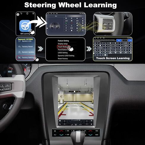 ستيريو سيارة 4G+64G لترقية راديو Ford Mustang 2010 2011 2012 2013 2014، استبدال راديو بشاشة لمس طراز Tesla 9.7 بوصة، Carplay Android Auto اللاسلكي، كاميرا احتياطية، GPS FM Bluetooth WiFi in Kuwait