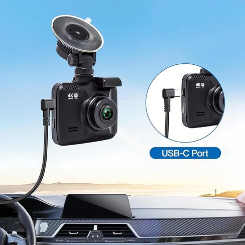 شاحن سيارة USB-C لكاميرا Dash Cam، سلك طاقة USB من النوع C لشاحن كاميرا Dashcam للسيارة سلك طاقة متوافق مع REDTIGER F7N /F7NP، WOLFBOXG840S G850 Dash Cam مع DC9-36V 5V / 3.5A in Kuwait