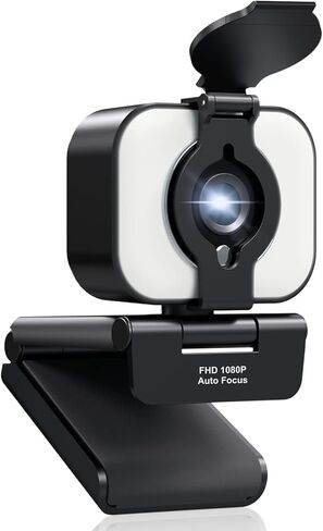 Webcam with Microphone 1080P HD Web Camera Autofocus Streaming Camera with Privacy Cover Adjustable Fill Light, Plug and Play Webcam Gaming Camera for YouTube, Skype,Facebook,Zoom in Kuwait