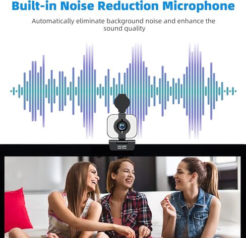 Webcam with Microphone 1080P HD Web Camera Autofocus Streaming Camera with Privacy Cover Adjustable Fill Light, Plug and Play Webcam Gaming Camera for YouTube, Skype,Facebook,Zoom in Kuwait