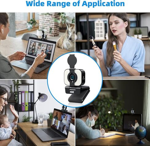 Webcam with Microphone 1080P HD Web Camera Autofocus Streaming Camera with Privacy Cover Adjustable Fill Light, Plug and Play Webcam Gaming Camera for YouTube, Skype,Facebook,Zoom in Kuwait