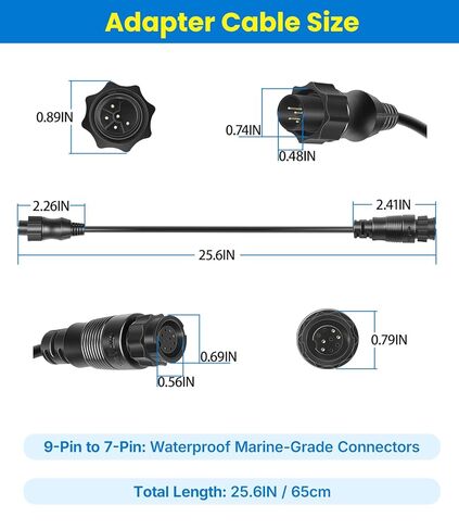000-13977-001 كابل محول محول 9 دبابيس أسود إلى 7 دبابيس أزرق متوافق مع Lowrance HDS Gen2 Touch، Gen3، Elite HDI وSimrad NSS evo2، لمحولات xSonic وAirmar XID Chirp in Kuwait