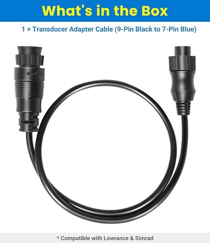 000-13977-001 كابل محول محول 9 دبابيس أسود إلى 7 دبابيس أزرق متوافق مع Lowrance HDS Gen2 Touch، Gen3، Elite HDI وSimrad NSS evo2، لمحولات xSonic وAirmar XID Chirp in Kuwait