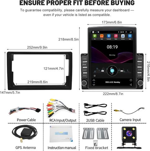 ستيريو سيارة 2+32 جيجا مزدوج Din Android 14 لسيارة Toyota Camry 1997-2001 مع CarPlay Android Auto، شاشة لمس 9.7 بوصة وحدة رأس مشغل راديو مع ملاحة GPS SWC Mirror Link Bluetooth in Kuwait