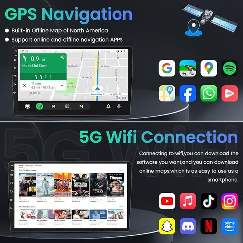 4Core+64G ROM Car Radio for Dodge Ram 1500 2500 3500 2013-2018: 1280 * 800 HD 9 Inch Touchscreen Replacement Stereo Carplay Android Auto 1080P Backup Camera GPS FM RDS 5G WiFi Bluetooth 5.0 in Kuwait