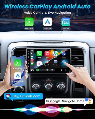 راديو سيارة رباعي النواة لسيارة دودج رام 1500 2500 2013-2018: 10 بوصات CarPlay لاسلكي وAndroid Auto مع شاشة لمس 1280 * 800 IPS تعمل بنظام Android واستبدال ستيريو بلوتوث GPS 5G WiFi FM (تناسب فقط التيار المتردد اليدوي) in Kuwait