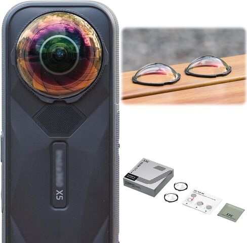 JJC لـ Insta360 X5 واقي عدسة ممتاز لملحقات Insta360 X5، زجاج بصري سميك 9H للعدسة الأمامية والخلفية، 98.5% نفاذية الضوء، متعدد الطبقات، وضع حماية العدسة للكشف التلقائي in Kuwait