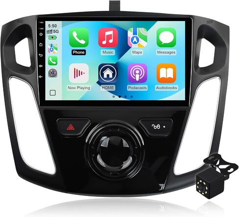4 Core 64G Android 14 Double Din Car Stereo for Ford Focus 2012-2018 with 9 Inch Touchscreen Radio Built-in Wireless Carplay/Android Auto/GPS/Bluetooth/FM/AUX-in/Steering Wheel Controls/Backup Camera in Kuwait