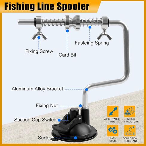 SILANON Fishing Line Spooler, Adjustable Portable Reel Spooler Fishing Line Winder Spooler with Suction Cup No-line Twist Spooling Station System for Spinning & Baitcasting Reels in Kuwait