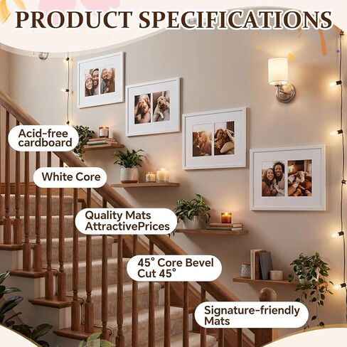 Maitys 10 Pack 11x14 Picture Mats, 5x7 Collage Frame Mattes, Displays Two 5x7 Inch Photos or 11x14, Bevel Cut Acid Free Mat Board for Wall Mounting Display and Vertical(2 Opening) in Kuwait