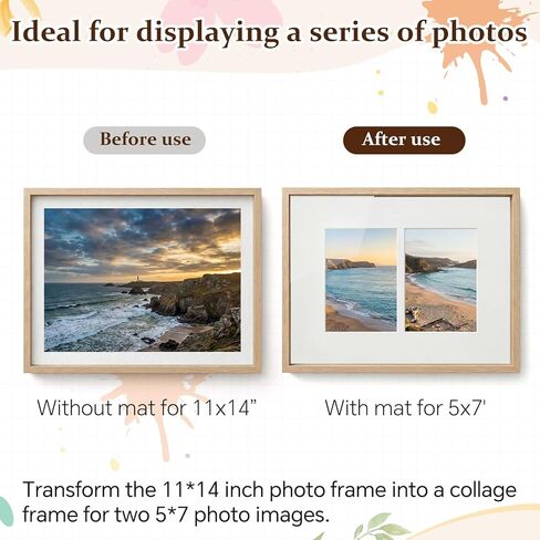 Maitys 10 Pack 11x14 Picture Mats, 5x7 Collage Frame Mattes, Displays Two 5x7 Inch Photos or 11x14, Bevel Cut Acid Free Mat Board for Wall Mounting Display and Vertical(2 Opening) in Kuwait