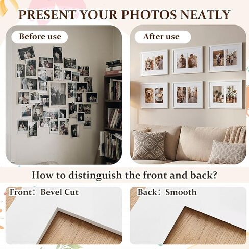 Maitys 10 Pack 11x14 Picture Mats, 5x7 Collage Frame Mattes, Displays Two 5x7 Inch Photos or 11x14, Bevel Cut Acid Free Mat Board for Wall Mounting Display and Vertical(2 Opening) in Kuwait