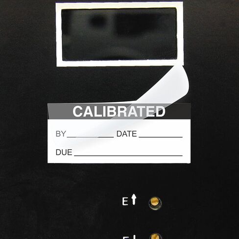 SmartSign Self-Laminating Calibrated Labels by/Date/Due | 1.5" x 0.625" Polyester with Clear Flap, Pack of 140, Waterproof Write-On Adhesive Calibration Stickers, Made in USA in Kuwait