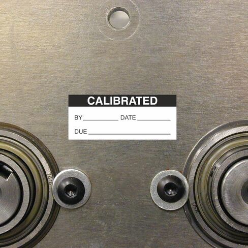 SmartSign Self-Laminating Calibrated Labels by/Date/Due | 1.5" x 0.625" Polyester with Clear Flap, Pack of 140, Waterproof Write-On Adhesive Calibration Stickers, Made in USA in Kuwait