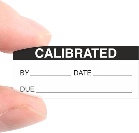 SmartSign Self-Laminating Calibrated Labels by/Date/Due | 1.5" x 0.625" Polyester with Clear Flap, Pack of 140, Waterproof Write-On Adhesive Calibration Stickers, Made in USA in Kuwait