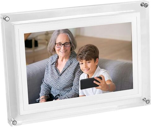 إطار صور رقمي Cuifati مقاس 10.1 بوصة، إطار صور ذكي بشاشة تعمل باللمس مع تطبيق ذاكرة 32 جيجابايت، عرض شرائح لتوقعات الطقس، هدية ديكور المنزل والمكتب (قابس الولايات المتحدة) in Kuwait