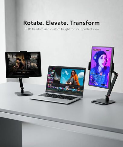 Portable Monitor Stand for Desk, Extra Tall Adjustable Tablet Holder (Max 45cm-17.7" Height), Aluminum 360° Swivel Arm Mount for 6-17.3" Screens, Fits 12.9 inch iPad Pro & Portable Displays in Saudi Arabia