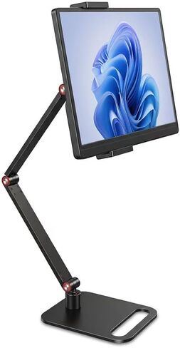 Portable Monitor Stand for Desk, Extra Tall Adjustable Tablet Holder (Max 45cm-17.7" Height), Aluminum 360° Swivel Arm Mount for 6-17.3" Screens, Fits 12.9 inch iPad Pro & Portable Displays in Saudi Arabia
