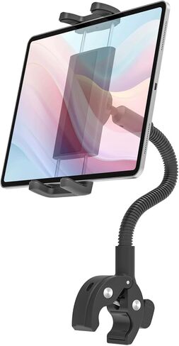 حامل تابلت معقوفة لجهاز المشي ودراجة بيلوتون يناسب iPad والهاتف مقاس 4-13 بوصة، حامل بمشبك عالمي مع ذراع مرن للدراجة الدوارة، دراجة تمارين داخلية، كرسي متحرك، مقود عربة الأطفال in Kuwait