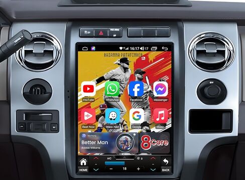 [8Core 4G+64G] راديو السيارة لسيارة Ford F150 2009-2012: 12.1 بوصة HD شاشة لمس ستيريو مع Carplay اللاسلكي Android Auto GPS Bluetooth FM AM 48-EQ RDS SWC Mirror Link، كاميرا مجانية (تيار متردد يدوي فقط) in Kuwait