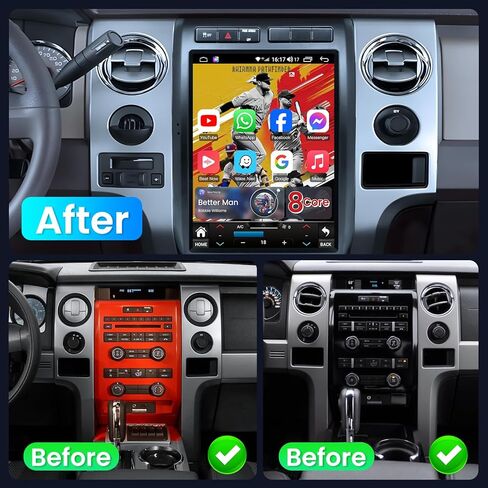 [8Core 4G+64G] راديو السيارة لسيارة Ford F150 2009-2012: 12.1 بوصة HD شاشة لمس ستيريو مع Carplay اللاسلكي Android Auto GPS Bluetooth FM AM 48-EQ RDS SWC Mirror Link، كاميرا مجانية (تيار متردد يدوي فقط) in Kuwait