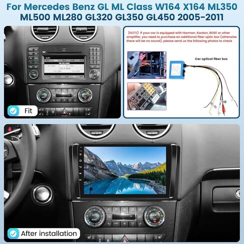 [2G+64G] راديو سيارة لسيارة Mercedes ML350 GL450 GL350 ML500 ML280 GL320 W164 X164 2005-2011 Benz GL ML Class، شاشة لمس Android 9 بوصة ML350 ستيريو، Carplay/Android Auto/EQ Audio/SWC/Bluetooth in Kuwait